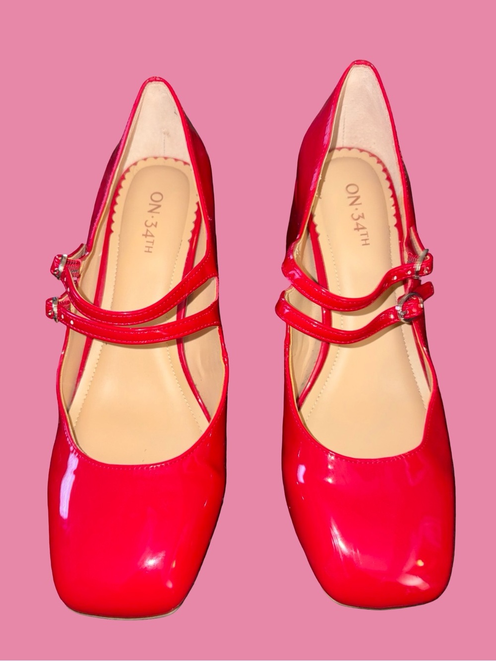 Red Patent Mary Jane Chunky Heels